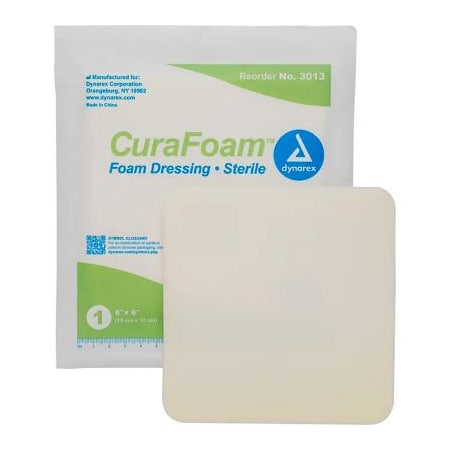 Dynarex Dynarex CuraFoam Foam Dressing Bandage, 6inL x 6inW, 120 Pcs 3013